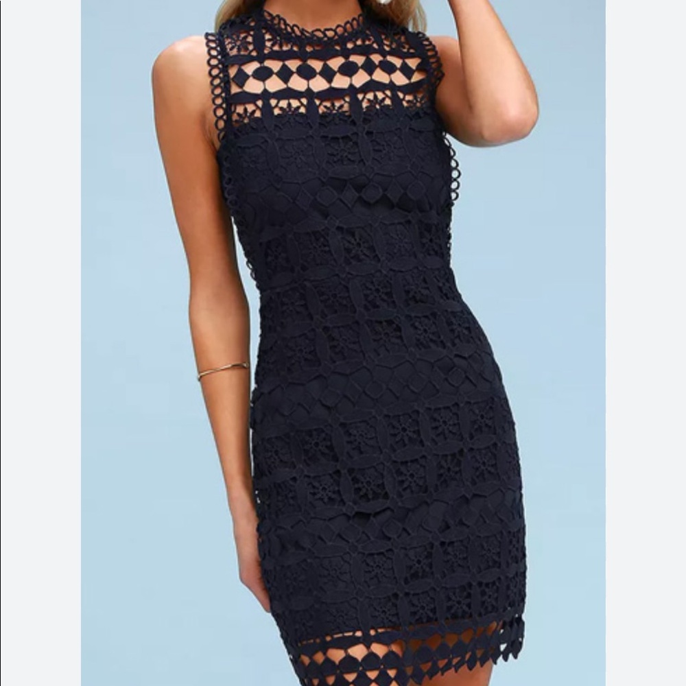 LULU navy blue lace mini dress